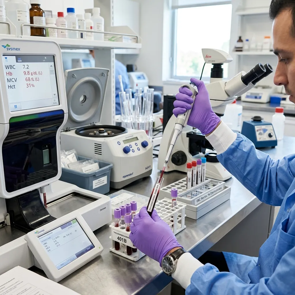 Blood tests used to diagnose anemia and thalassemia