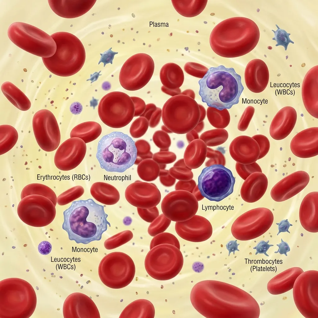 Healthy blood components illustration